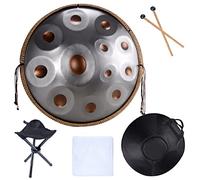 22 Inch Handpan Drum Steel Percussion Instrument Hand Drum with Soft Hand Pant Pocket, 2 Handpan Mallets, Hand Puff Stand, Lint Free Cloth - Suitable for All Ages