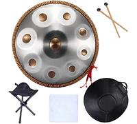 22 Inch Handpan Drum Steel Percussion Instrument Hand Drum with Soft Hand Pant Pocket, 2 Handpan Mallets, Hand Puff Stand, Lint Free Cloth - Suitable for All Ages