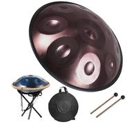 22-Inch Handpan Percussion Instrument, 440Hz Steel Handpan Drums for Adults Hand Pan, Hand Drum Sets D Minor Kurd, for Meditation & Outdoor Performances(E,9 notes)
