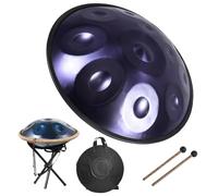 22-Inch Handpan Percussion Instrument, 440Hz Steel Handpan Drums for Adults Hand Pan, Hand Drum Sets D Minor Kurd, for Meditation & Outdoor Performances(B,10 notes)