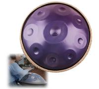 22-Inch Handpan Steel Tongue Drum, 9 Notes 440Hz Portable Percuss Instrument, 10/12 Tone Tongue Drum, 432Hz Music Therapy, Purple Hand Drum for Relaxat