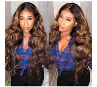 22 Inch Highlight Ombre Lace Front Wig Human Hair Colored 4/27 13x6x1 HD Transparent Lace Frontal Wigs Ombre Blonde Body Wave Human Hair Wigs for Women 150 Density Pre Plucked