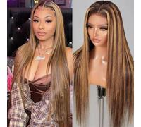 22 Inch Honey Blonde Straight Human Hair Wig,Ombre 9X6 Glueless Wigs human hair Pre Plucked Pre Cut,4/27 200% Density Wear And Go HD Lace Front Wigs Human Hair For Black Women Natural Hairline