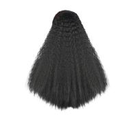 22 inch Kinky Straight Ponytail Hair Extension Clip for Women Synthetic Black Afro Pony Tail for Daily Use(Black)