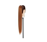 22 Inch Long Yaki Straight Ponytails Extension for Women,Wrap Around Synthetic Clip in Ponytail, Thick Kinky Hair Pony Tail for Daily Use for Daily Use(Light Auburn)