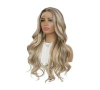 22 inch Ombre Highlight Blonde 13x4 Lace Front Wigs Glueless Long Wavy Brown Mixed Honey Blonde Wig for Women