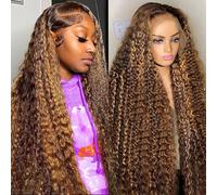 22 Inch Ombre Lace Front Wig 13x4 HD Honey Blonde 4/27 Deep Wave Lace Wigs Glueless Human Hair Prefeathers with Baby Hair 180% Density