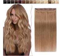 22 inch One Piece Clip in Human Hair Extension 100% Remy #30 Light Auburn Real Hair Pieces for Women 3/4 Full Head Straight Invisible (55g)