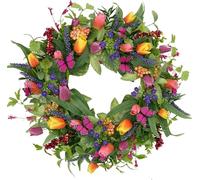 22 inch spring/summer wedding decoration wreath, purple tassel, eucalyptus leaves, fern butterfly wall decoration, indoor and outdoor porch, farmhouse home decoration, holiday birthday party decoratio