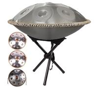 22 Inch Steel Hand Pan Percussion Instruments, 9/10/12 Note Handpan Drum Sets, 432Hz/440Hz Handpan Drum For Adults, Steel Tongue Drums, For Sound Healing, Meditation And Yoga(Silver,440HZ/10Note)
