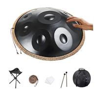 22 Inch Steel Handpan Drum Instrument D Minor Hand Pan 9/10/12 Notes 432Hz/440Hz Steel Drum with Carry Bag Stand Mallets for Meditation Yoga Sound Healing(Black,440Hz/9Note)