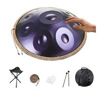 22 Inch Steel Handpan Drum Instrument D Minor Hand Pan 9/10/12 Notes 432Hz/440Hz Steel Drum with Carry Bag Stand Mallets for Meditation Yoga Sound Healing(Purple,440Hz/10Note)