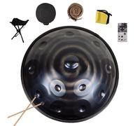 22 Inch Steel Handpan Drum Instrument, D Minor Kurd Hand Pan Drum For Professional Performance, 440Hz Hand Drums For Adults, Harmonic Percussion Instrument(Dark,12 Notes (432Hz))