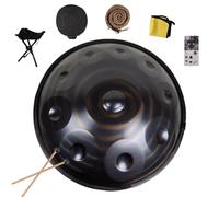 22 Inch Steel Handpan Drum Instrument, D Minor Kurd Hand Pan Drum For Professional Performance, 440Hz Hand Drums For Adults, Harmonic Percussion Instrument(Dark,10 Notes (432Hz))