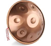 22 Inch Steel Handpan Instrument, Gold Performer" in D Minor Tongue Drum, with Handpan Soft Bag, Mallets, Hand Drum Stand for Beginners, Professionals, Music Therapy