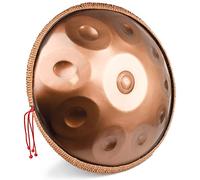 22 Inch Steel Harmonic Handpan Drum in D Major, 10 Tones with Soft Handpan Bag, Harmonious Percussion for Sound Healing, Personal Meditation, Yoga (Gold)