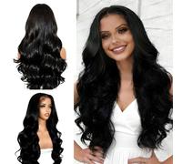 22 Inch Wave Lace Front Wigs, Black Wigs for Women Long Black Synthetic Lace Front Wig, Stylish Durable Women Wig for Daily Use at Women's Gatherings and Parties Blacks Waves