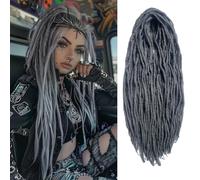 22 Inch Wool Dreadlocks Extensions Grey Hippie Locs Crochet Hair for Women 10 Strands Handmade Soft locs crochet locs Synthetic thin 0.6cm Double Ended Dreads Extensions