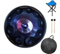 22 Inche Handpan In D Minor 9 Notes/10Notes, Steel Hand Drum Instrument with Soft Backpack, Metal Stand, Ideal for Professional Audio Production (Color : Purple 10Notes)