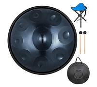 22 Inches 9 Notes D Minor Handpan Drum Manual Tuning Nitrided Steel Hand Drum Percussion Instrument with Soft Hand Pan Bag Drumsticks and Foldable Drum Tripod