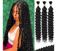 22 Inches Braided Real Hair for Bohemian Braids, 110 g, Deep Wavy 100% Unprocessed Brazilian Hair