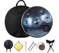 22 Inches Handpan Drum, D Minor 12 Note, Steel Hand Pan Percussion Instrument with Bag, Mallets, Stand for Adult Music Lovers Beginners