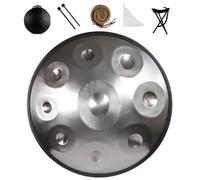 22 Inches Handpan Drum D Minor 9 notes Steel Hand Drum 432Hz/440Hz Hand Pan Drums for Family and Friends Sound Healing(Silver,432Hz)