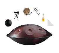 22 Inches Handpan Drum Set 440Hz 9/10/12 Notes Handpan Drum Instrument With Carrying Case Drumsticks Bracket Premium Steel Drums For Meditation Sound Therapy(Brown,9 Notes)