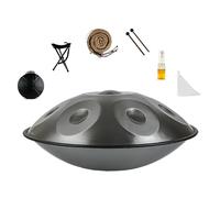 22 Inches Handpan Drum Set 440Hz 9/10/12 Notes Handpan Drum Instrument With Carrying Case Drumsticks Bracket Premium Steel Drums For Meditation Sound Therapy(Silver,12 Notes)