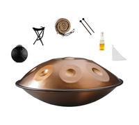 22 Inches Handpan Drum Set 440Hz 9/10/12 Notes Handpan Drum Instrument With Carrying Case Drumsticks Bracket Premium Steel Drums For Meditation Sound Therapy(Gold,10 Notes)