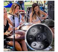 22 Inches Handpan Drum With Stand Handpan Percussion Instrument For Sound Healing, Personal Meditation, Handpan Percussion, Handpan Drums For Adults, Hand Drum(Black,12 Notes (440Hz))