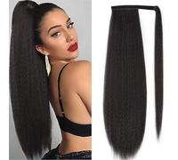 22 Inches Kinky Straight Ponytail Wrap Around Ponytail Long Yaki Straight Ponytail Extensions for Women Girls Pony Tails Hair Pieces