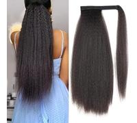 22 Inches Kinky Straight Ponytail Wrap Around Ponytail Long Yaki Straight Ponytail Extensions for Women Girls Pony Tails Hair Pieces