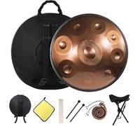 22 Inches Kurd Handpan, 432Hz 440Hz Drums For Adults, D Minor - 9/10/12 Note Hand Pan Drum With Soft Bag, Mallets, Stand, Steel Instrument(Gold,432HZ/12Note)