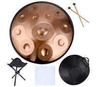22 Inches Steel Hand Pan Drum in D Minor 432hz - Professional Grade Handpan Instrument with Bag and Tripod - 10 Tones Blue Steel Drum Hand Pan