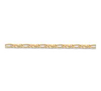 (22) Jewelco London Unisex Solid 9ct Yellow Gold 3 Plus 1 Figaro 1.4mm Gauge Pendant Chain Necklace