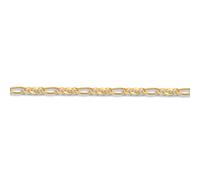 (22) Jewelco London Unisex Solid 9ct Yellow Gold 3 Plus 1 Figaro 1.4mm Gauge Pendant Chain Necklace - JCN004A