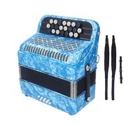 22 Key 8 Bass Accordion Professional Sensitive Button Accordion Musical Instrument with Strap for Performances Examinations (Sky Blue)