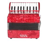 22 Keys 8 Bass Piano Accordion, For Musical Instrument Lovers, Stage Performance, Retractable Strap And Storage Bag (Color : Red)