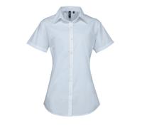 (22, Light Blue) Premier Womens/Ladies Supreme Heavy Poplin Short Sleeve Work Shirt