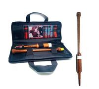 22 Long Rosewood Bagpipe Practice Chanter - Black/Natural + 2 Reeds | Pipe Trainer for Beginners (Natural Rosewood Finish)