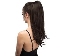 22" Long Wavy Multi Layered Clip on Ponytail,Soft Natural Synthetic Hairpiece for Daily Use(Dark Brown)