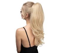 22" Long Wavy Multi Layered Clip on Ponytail,Soft Natural Synthetic Hairpiece for Daily Use(Light Blonde)