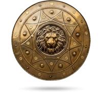 22'' Medieval Iron Shield With LION Face - Round Costume Halloween Wall Art, Warrior Knight Home Decor Item