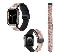 22 mm (38/40/41/42/44/45 mm) Silicone and Genuine Leather Watch Strap with Pink Lace for Apple Iwatch