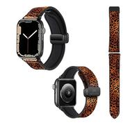 22 mm (38/40/41/42/44/45mm) Silicone and Genuine Leather Watch Strap for Apple Watch Leopard