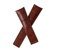 22 mm Brown crocodile-style leather deployment watch strap with Brown stitching compatible with TAG Heuer Carrera and Grand Carrera models listed below