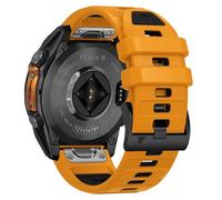 22 mm Quickfit Silicone Watch Band for Garmin Fenix E/Fenix 8 47 mm/Fenix 7/7 Pro/7 Pro Solar/6/6 Pro/5/5 Plus, Replacement Sport Strap for Garmin Epix 2, Forerunner 965/955/945/935, Orange/Black