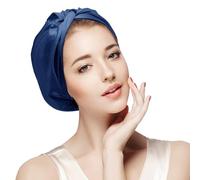 22 Momme 100% Pure Mulberry Silk Sleep Cap for Women Hair Care,Double Layer Natural Silk Bonnet Shower Cap Hair Wrap for Sleeping,Silk Night Hat with Elastic Stay On Head For Wash/Makeup