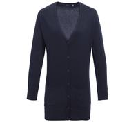 (22, Navy) Premier Womens/Ladies Longline V Neck Knitted Cardigan